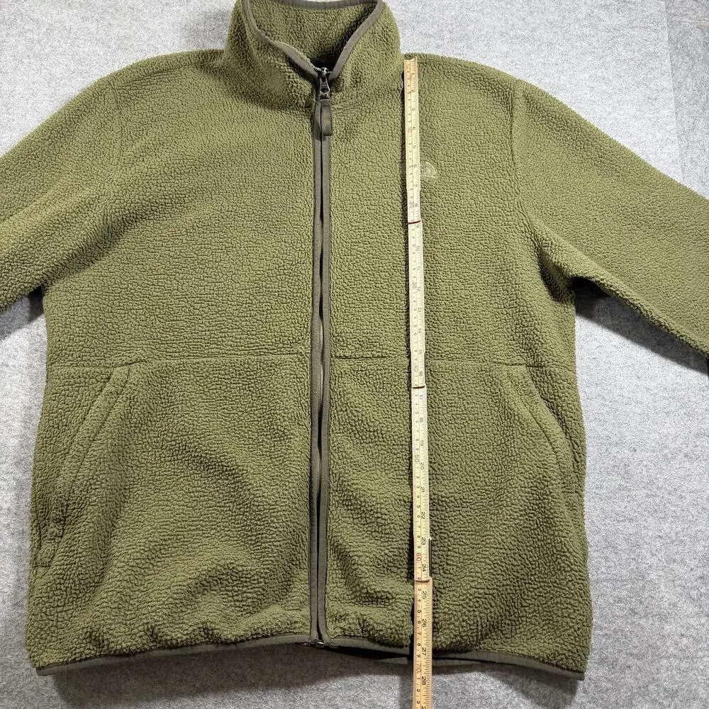 The North Face Campshire Fleece Jacket Mens XL Olive Green Sherpa Full Zip